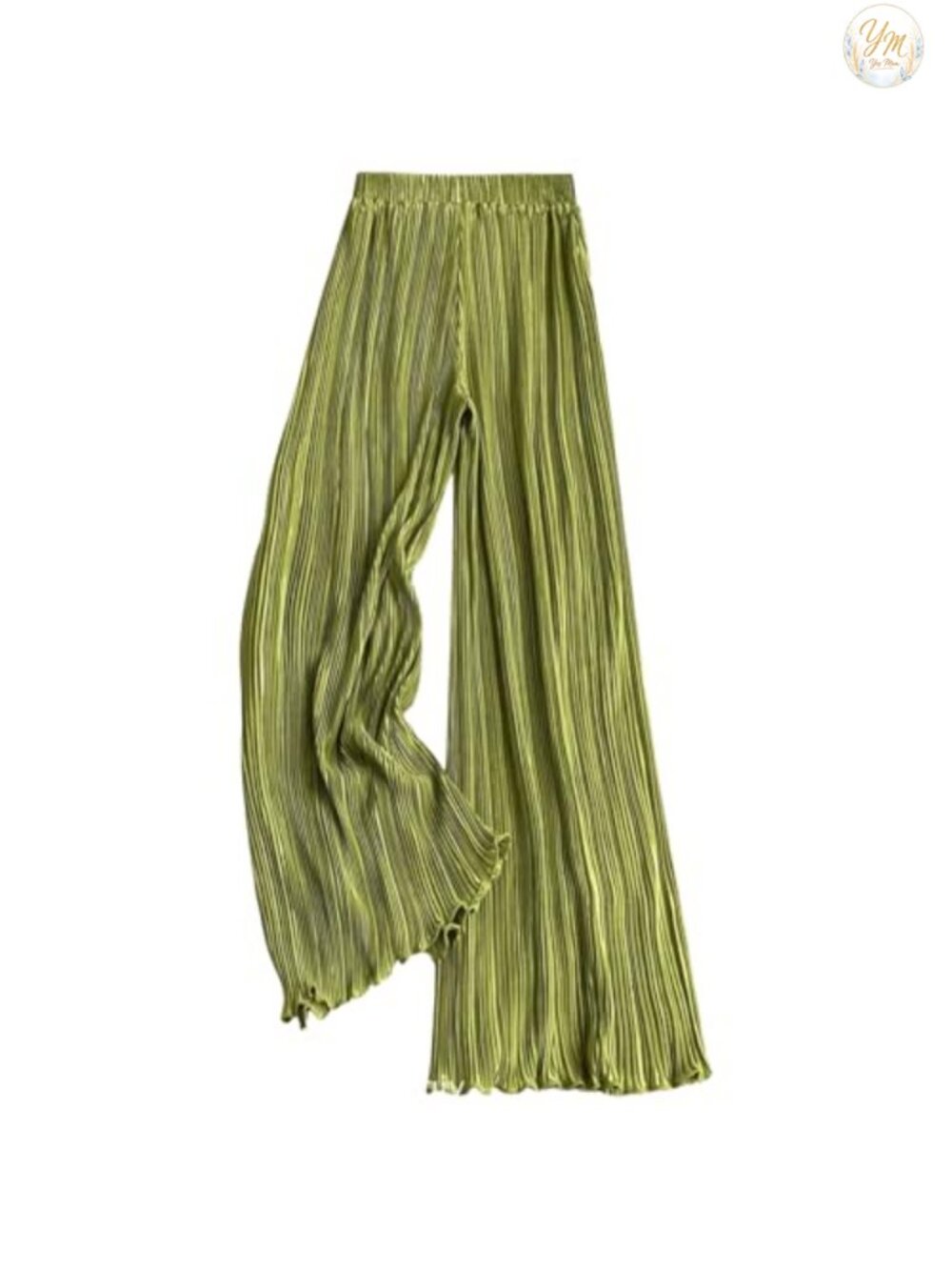 Satin Silk Wide Leg Palazzo Pants Pleated High Rise Women